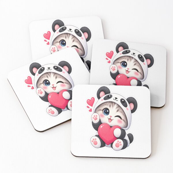 Item preview, Cute Cat in Panda Costume Kawaii Sticker designed and sold by Genzfirevibes.
