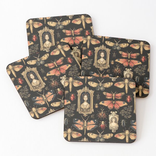 Item preview, Vintage Gothic Portrait Frame Moth Pattern by Moose Disco designed and sold by MooseDisco.