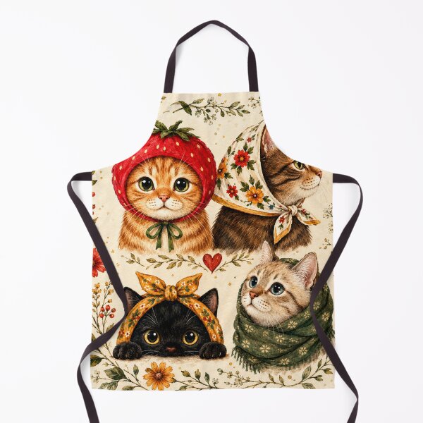 Item preview, Cottagecore Floral Cat Art – Vintage Botanical Watercolor Cats Wall Decor | Cottagecore Cat Art designed and sold by AbstractAuraArt.