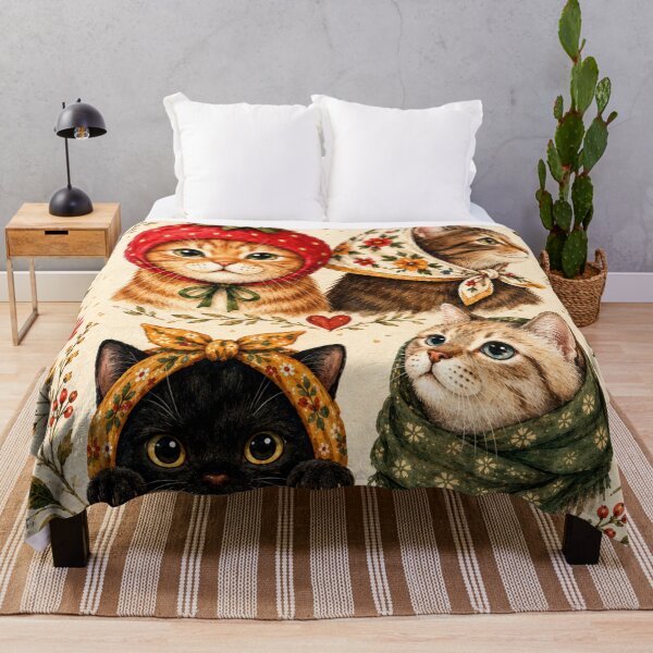 Item preview, Cottagecore Floral Cat Art – Vintage Botanical Watercolor Cats Wall Decor | Cottagecore Cat Art designed and sold by AbstractAuraArt.