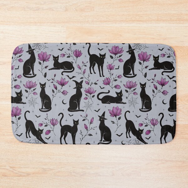Item preview, Black Cats & Purple Magnolias | Witchy Gothic Halloween Pattern designed and sold by MonNoir.