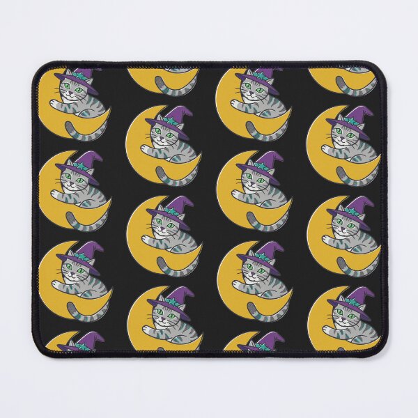 Item preview, Grey Cat Wizard Hugging Crescent Moon designed and sold by MewSpooky.