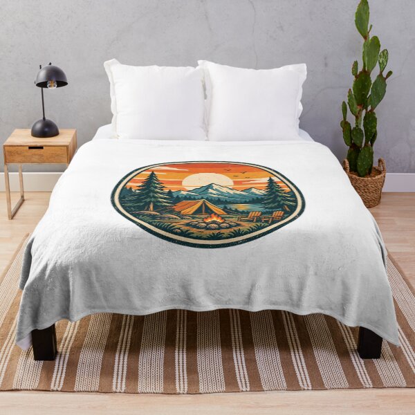 Item preview, Retro Camping Badge | Sunset Tent Pine Tree Design designed and sold by FBA.