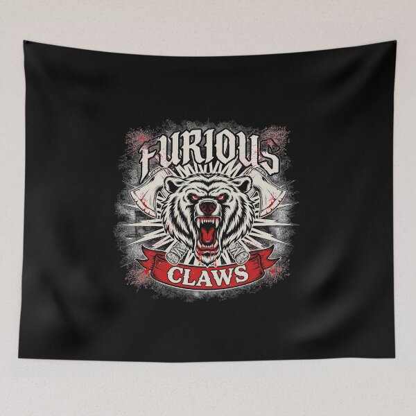 Item preview, Furious Claws Grizzly Bear Crossed Axes Deathcore Graphic designed and sold by Enea Kelo.