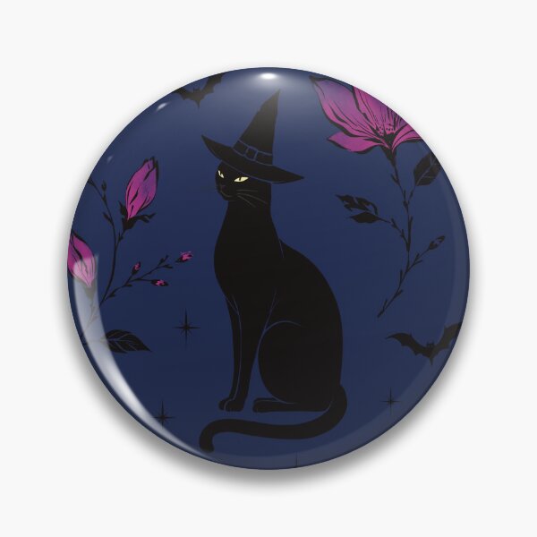 Item preview, Black Cats & Purple Magnolias | Midnight Witchy Halloween Pattern designed and sold by MonNoir.