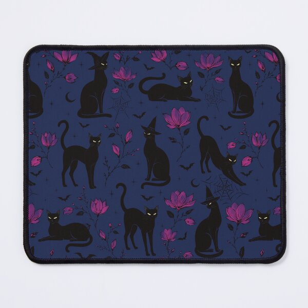 Item preview, Black Cats & Purple Magnolias | Midnight Witchy Halloween Pattern designed and sold by MonNoir.