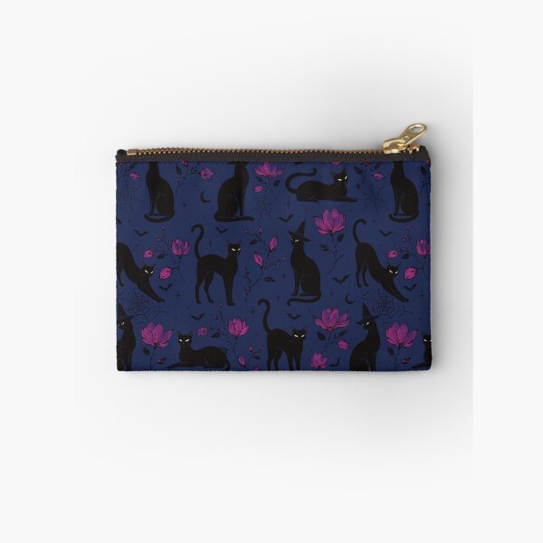 Item preview, Black Cats & Purple Magnolias | Midnight Witchy Halloween Pattern designed and sold by MonNoir.