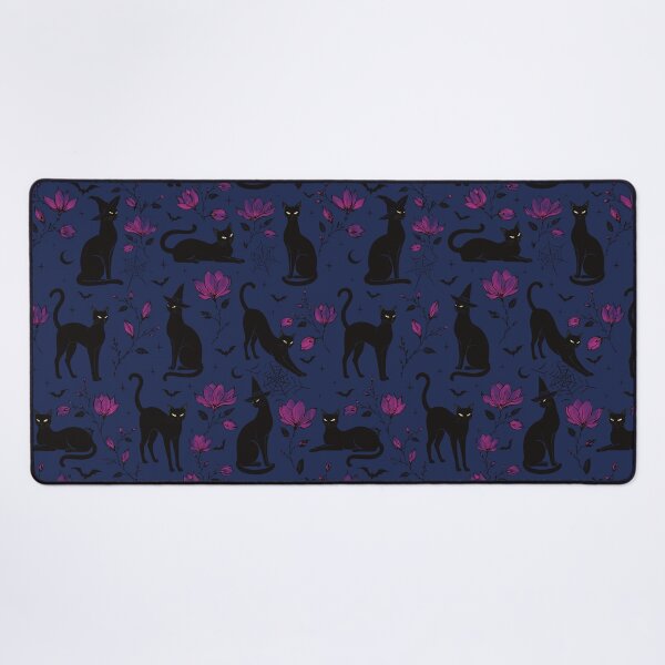 Item preview, Black Cats & Purple Magnolias | Midnight Witchy Halloween Pattern designed and sold by MonNoir.