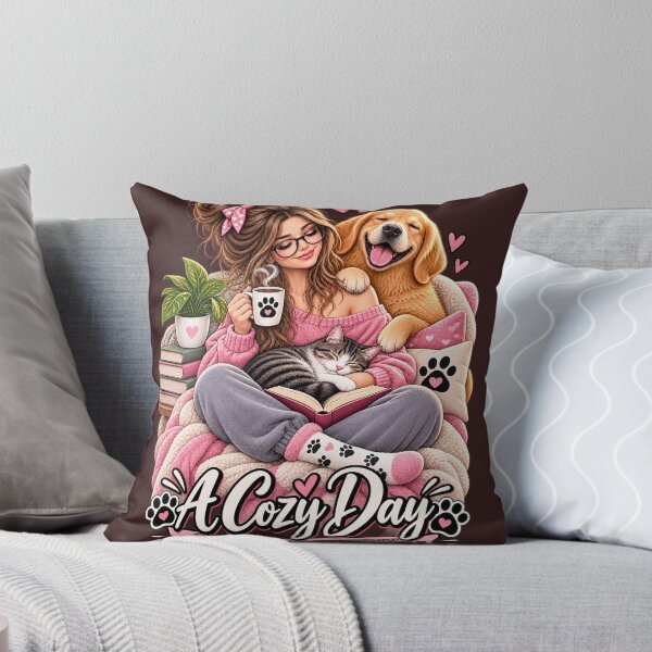 Item preview, Cozy Day with Cat and Dog designed and sold by JANAWIYSTUDIO.
