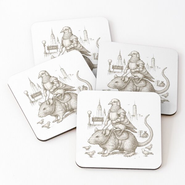 Item preview, Pigeon Knight Riding Rat – Vintage NYC Subway Animal  designed and sold by Gbriel3.