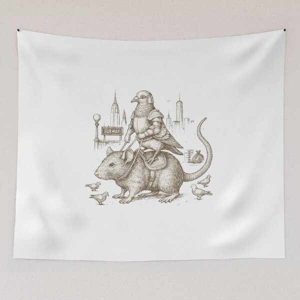 Item preview, Pigeon Knight Riding Rat – Vintage NYC Subway Animal  designed and sold by Gbriel3.