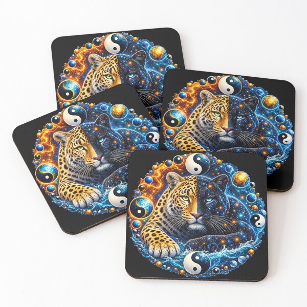 Item preview, Cosmic Yin Yang Leopards – Celestial Balance designed and sold by TroviTutto.
