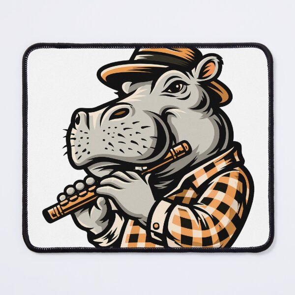 Item preview, Sticker - Decal - Hippo Flute Serenade designed and sold by ForeverPrintsOK.