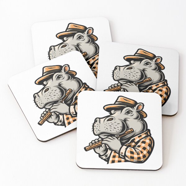 Item preview, Sticker - Decal - Hippo Flute Serenade designed and sold by ForeverPrintsOK.