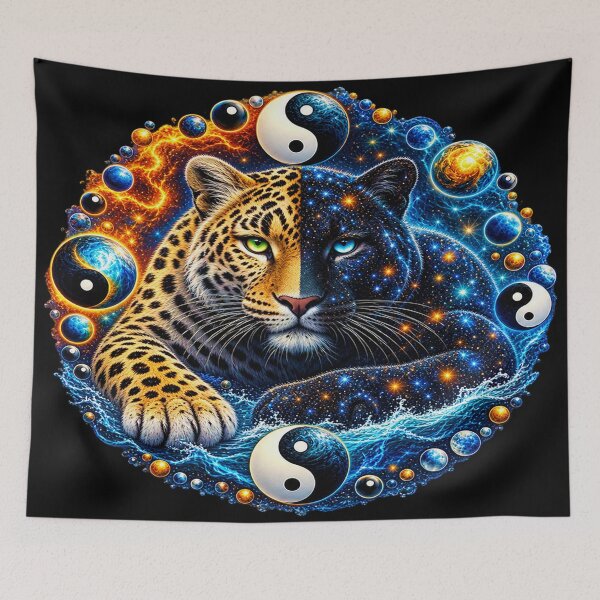 Item preview, Cosmic Yin Yang Leopards – Celestial Balance designed and sold by TroviTutto.