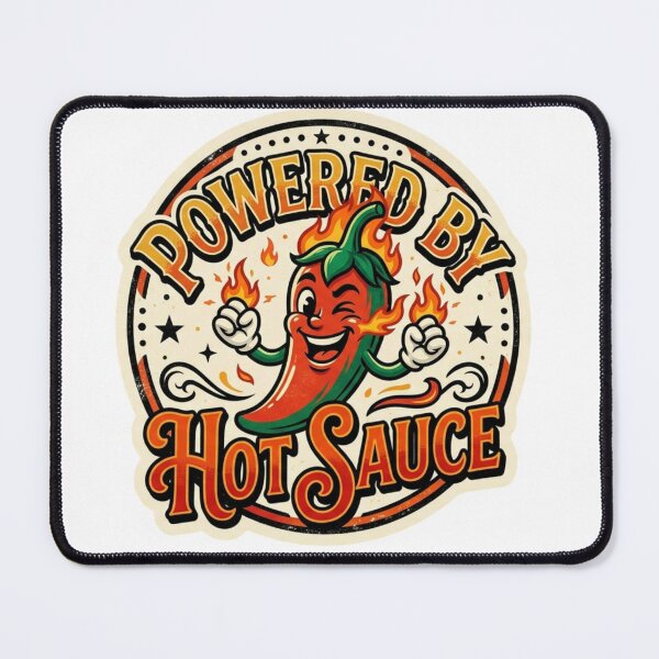 Item preview, Powered By Hot Sauce Vintage Chili Pepper Retro Mascot T-Shirt designed and sold by lovepower.