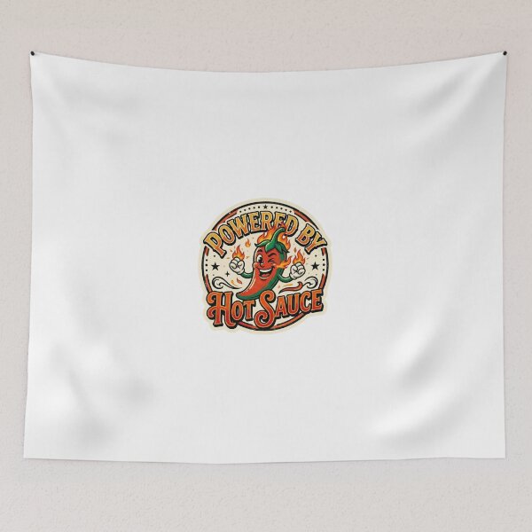 Item preview, Powered By Hot Sauce Vintage Chili Pepper Retro Mascot T-Shirt designed and sold by lovepower.