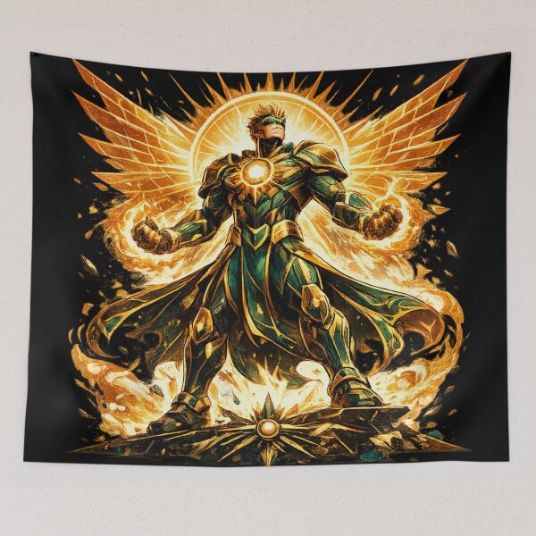 Item preview, Golden Solar Warrior Sun Energy Fantasy Hero designed and sold by irfanshikh.