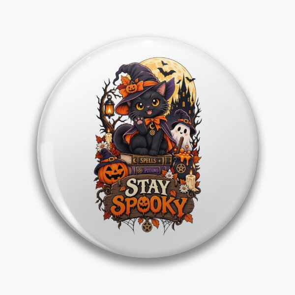Item preview, Stay Spooky Black Cat Witch Halloween Cute Spooky designed and sold by afr-saad.