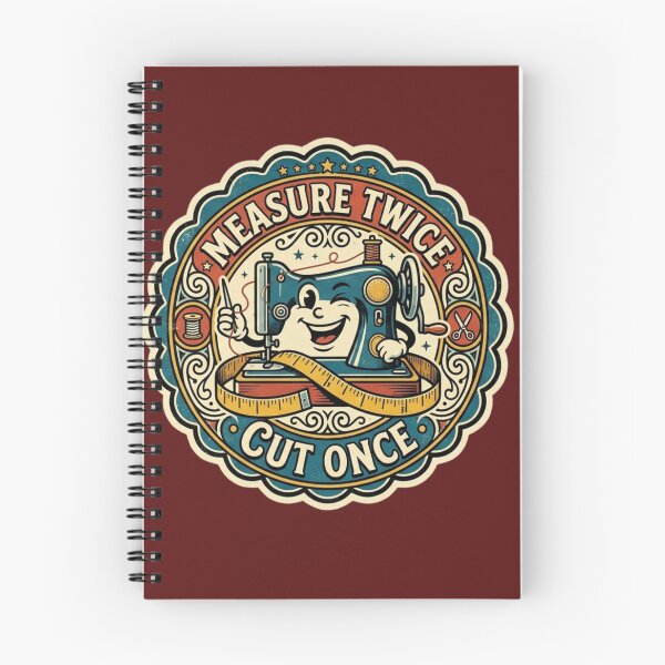 Item preview, Measure Twice Cut Once Vintage Sewing Machine Retro Badge designed and sold by lovepower.