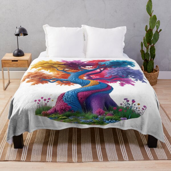 Item preview, Enchanted Rainbow Tree of Life – Colorful Fantasy Nature Art designed and sold by Awarrie.