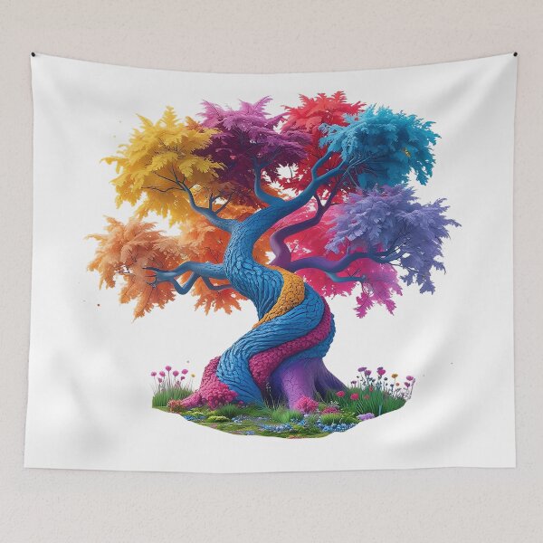 Item preview, Enchanted Rainbow Tree of Life – Colorful Fantasy Nature Art designed and sold by Awarrie.