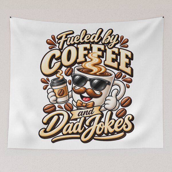 Item preview, Fueled by Coffee and Dad Jokes designed and sold by JANAWIYSTUDIO.