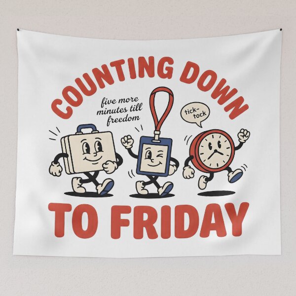Item preview, Counting Down to Friday – Funny Work Week Countdown Design designed and sold by StickerNestYou.