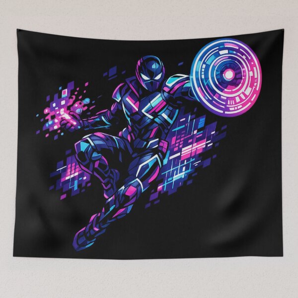Item preview, Neon Cyber Warrior Futuristic Energy Shield Gamer Hero designed and sold by irfanshikh.