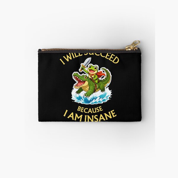 Item preview, I Will Succeed Because I Am Insane – Funny Frog Riding a Crocodile designed and sold by AceEye.