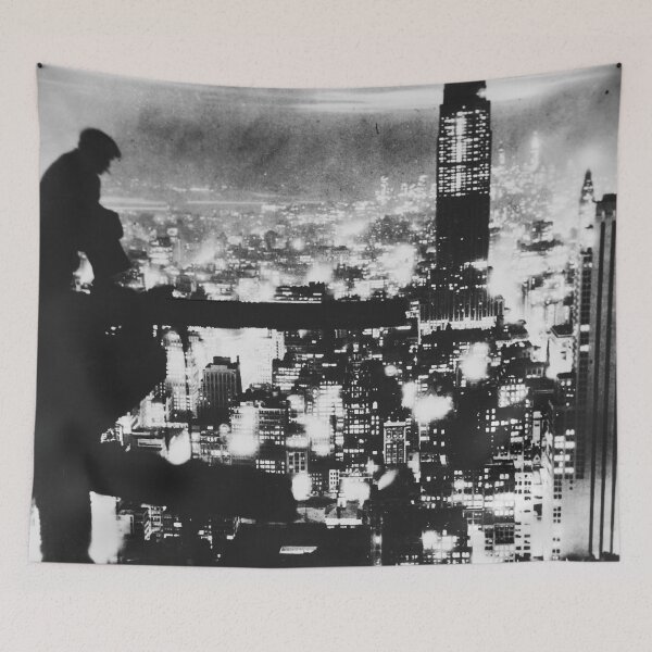 Item preview, New York City at night, sky high vintage black and white photograph designed and sold by Astrid Arkhangelsky.