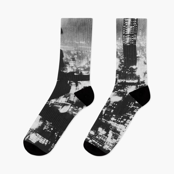 Item preview, New York City at night, sky high vintage black and white photograph designed and sold by Astrid Arkhangelsky.