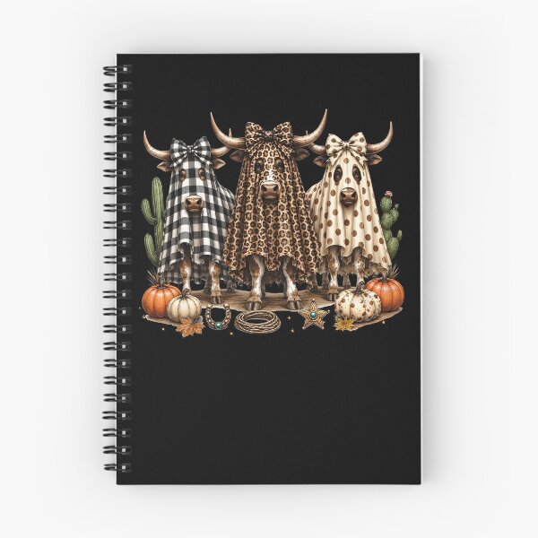 Item preview, Western Halloween Highland Cow Ghost Pumpkin Trio designed and sold by ViniBall.