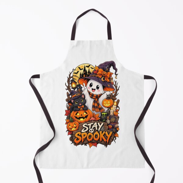 Item preview, Stay Spooky Cute Ghost Black Cat Halloween Witch Design designed and sold by afr-saad.