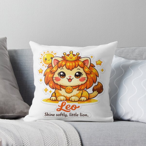 Item preview, Leo Kawaii Cat sticker on a background with sunny colours ,Lion ,zodiac sign  designed and sold by wallartofmio.