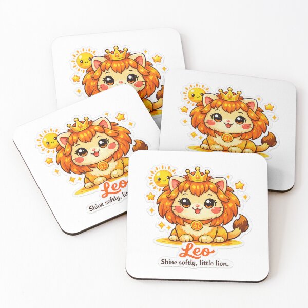 Item preview, Leo Kawaii Cat sticker on a background with sunny colours ,Lion ,zodiac sign  designed and sold by wallartofmio.