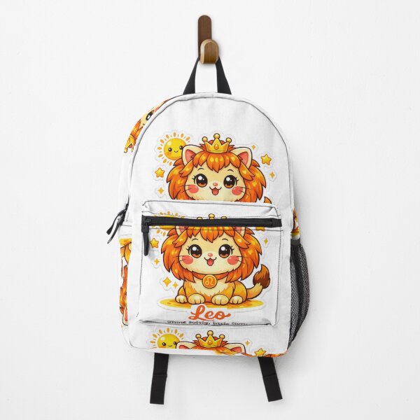Item preview, Leo Kawaii Cat sticker on a background with sunny colours ,Lion ,zodiac sign designed and sold by wallartofmio.