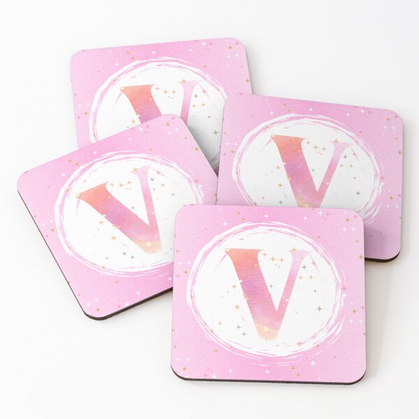 Item preview, Letter V Monogram pink watercolor designed and sold by iRenza.