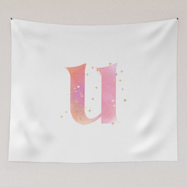 Aperçu de l'œuvre Monogramme lettre U aquarelle rose créée et vendue par iRenza.