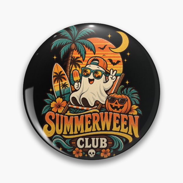 Item preview, Funny Summerween Club Retro Beach Ghost designed and sold by SdForce.