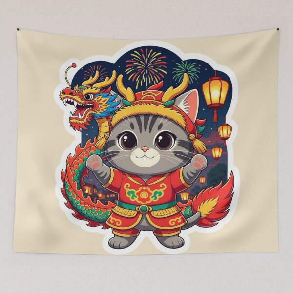 Item preview, Lucky Cat Chinese New Year designed and sold by Moxie-Cat-Universe.