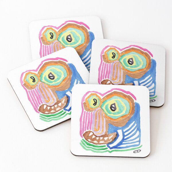 Item preview, Groovy Psychedelic Monster Portrait – Early 1970s Vintage Watercolor designed and sold by RedHook-Art.