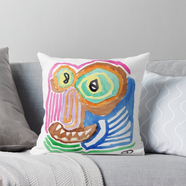 Item preview, Groovy Psychedelic Monster Portrait – Early 1970s Vintage Watercolor designed and sold by RedHook-Art.