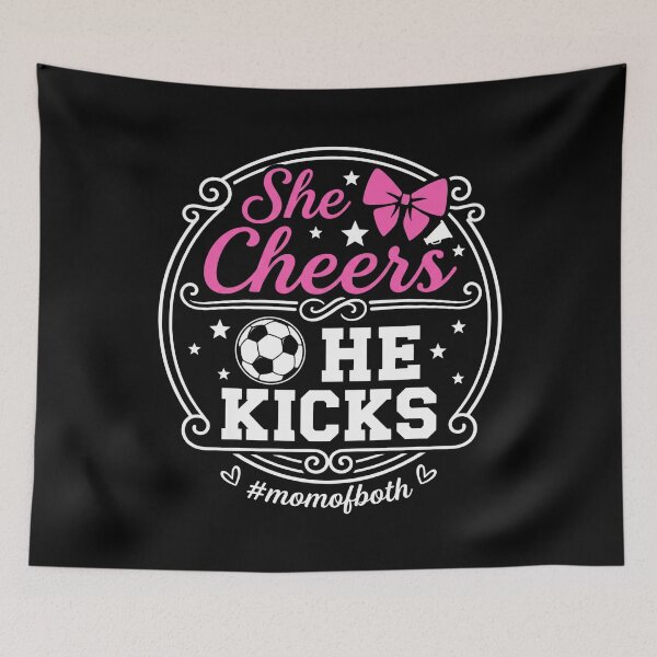 Item preview, She Cheers He Kicks Mom of Both Cheer and Soccer Mom designed and sold by hemagamo.