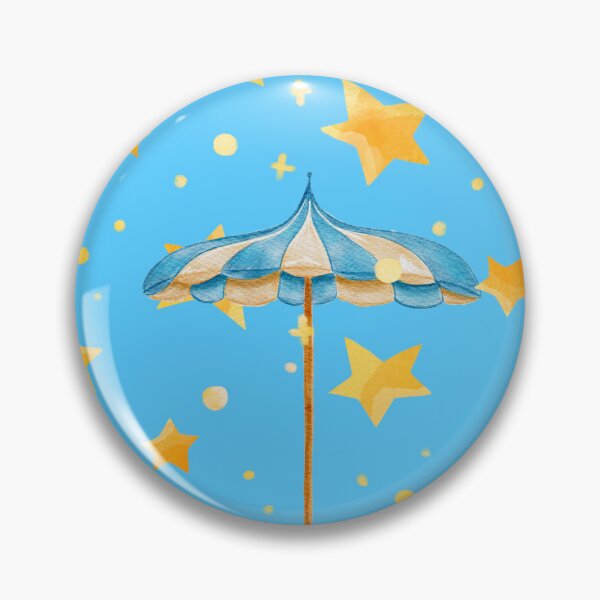 Item preview, Blue and White Beach Umbrella with Yellow Stars designed and sold by SiliconValleyUS.