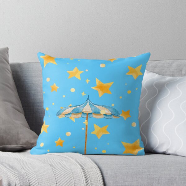 Item preview, Blue and White Beach Umbrella with Yellow Stars designed and sold by SiliconValleyUS.