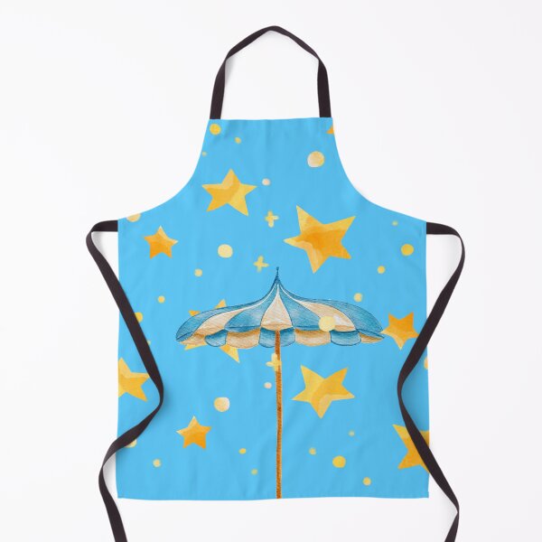 Item preview, Blue and White Beach Umbrella with Yellow Stars designed and sold by SiliconValleyUS.