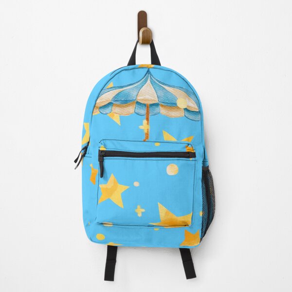 Item preview, Blue and White Beach Umbrella with Yellow Stars designed and sold by SiliconValleyUS.