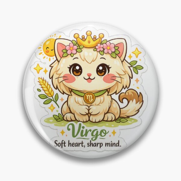 Item preview, Virgo Kawaii Cat sticker on a white background, your zodiac sign  designed and sold by wallartofmio.