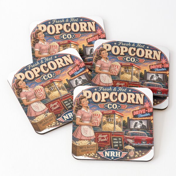 Item preview, Vintage NRH Popcorn Drive-In Metal Sign designed and sold by Normandy Road Heritage.